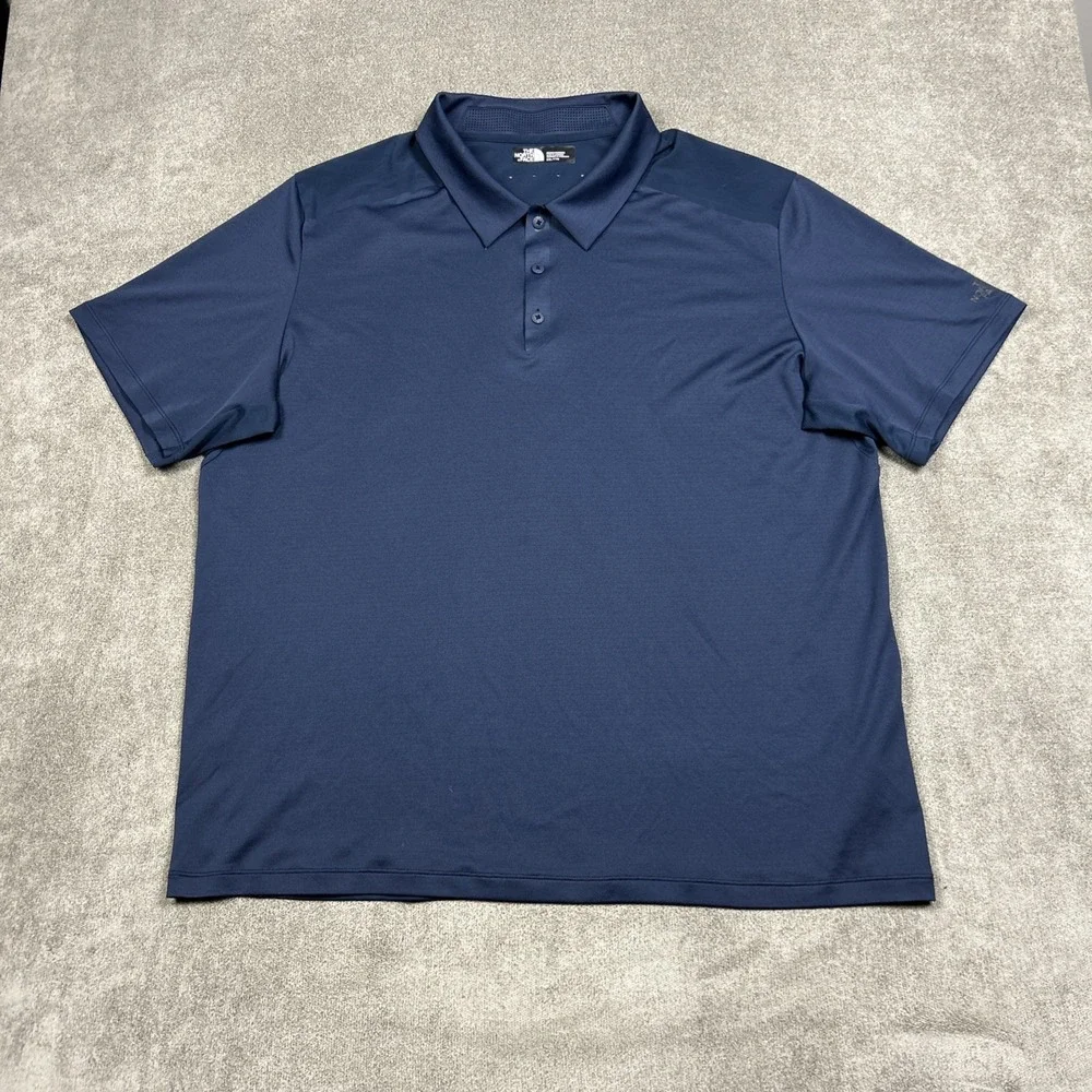 The North Face Golf Polo Shirt Men 2XL Navy Blue Lightweight Performance Stretch